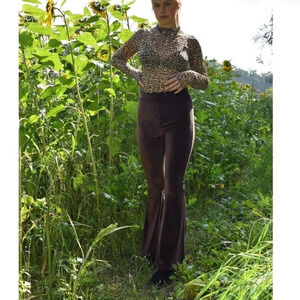 NWT Boodwah Etsy Black Velvet Flare Pants Size XS